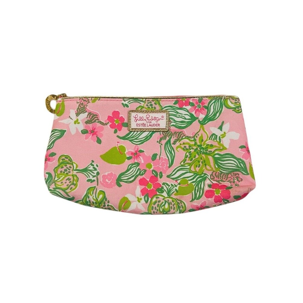 Lilly Pulitzer For Estée Lauder Tiger Floral Print Cosmetic Zipper Pouch